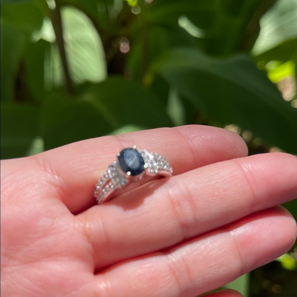 NWT Genuine Natural Blue Sapphire 1.40ct & White Topaz .14 Gemstone 925 Silver 7 - Picture 2 of 13